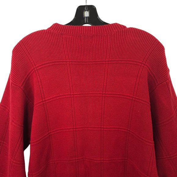 Arrow Windowpane Crewneck Sweater Mens Size Large Tall Red Cotton Long Sleeve - Picture 12 of 15